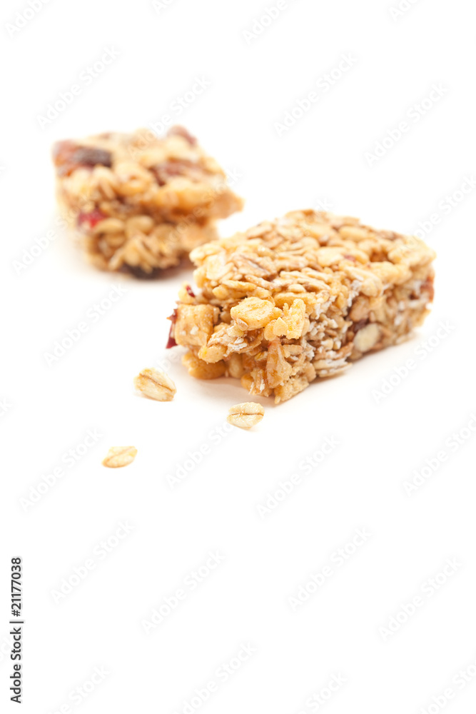Broken Granola Bar Isolated on White Broken Granola Bar Isolated on White