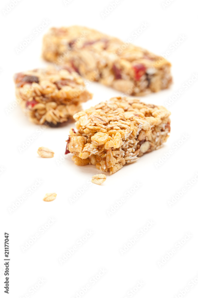 Broken Granola Bars Isolated on White Broken Granola Bars Isolated on White