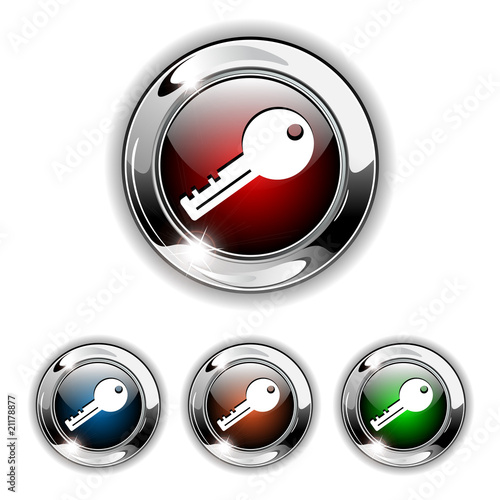 Key icon, button, vector illustration.