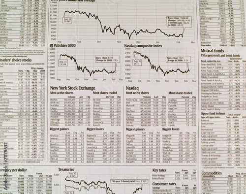 Stock Market Newspaper Background with Charts Business Abstract
