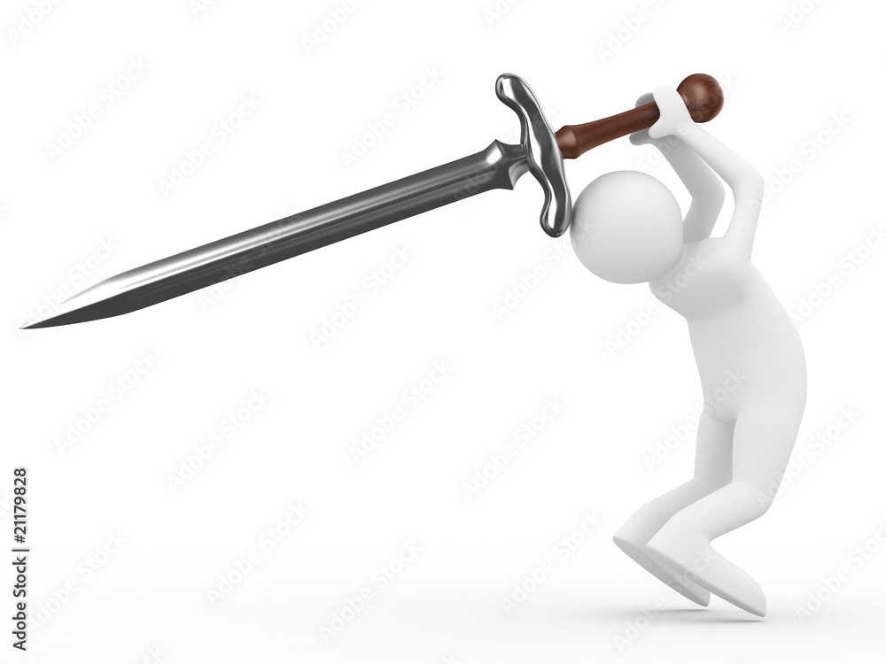 knight with sword on white background. Isolated 3D image knight with sword on white background. Isolated 3D image