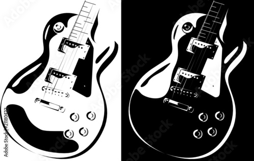 Vector series. Electric guitar black-white version