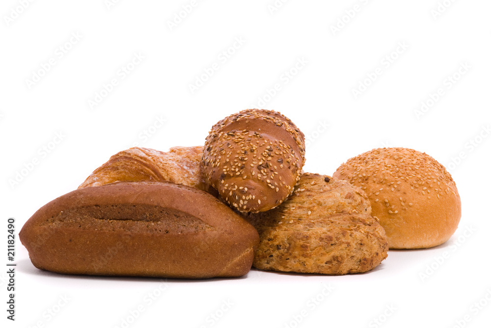 Fresh buns on a white background