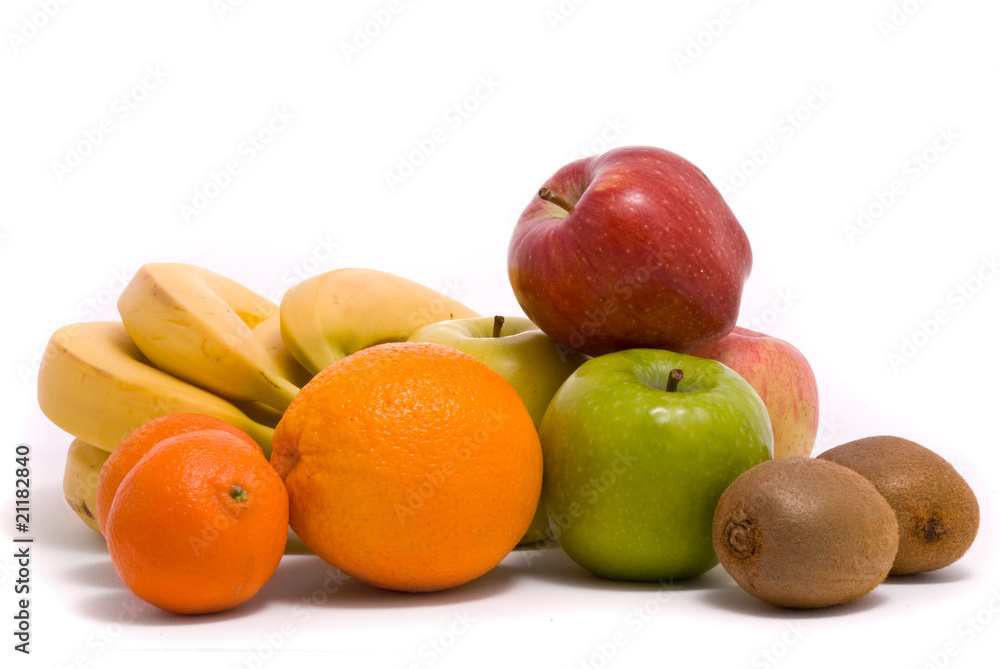 Colorful fruits on a white background