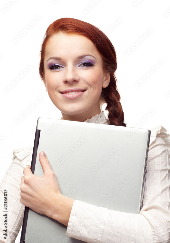 Portrait of happy business woman with a laptop Portrait of happy business woman with a laptop