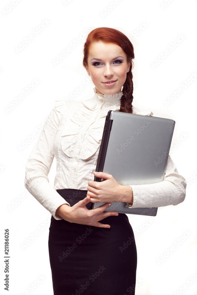 Portrait of happy business woman with a laptop Portrait of happy business woman with a laptop