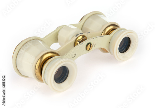 old opera glasses on a white