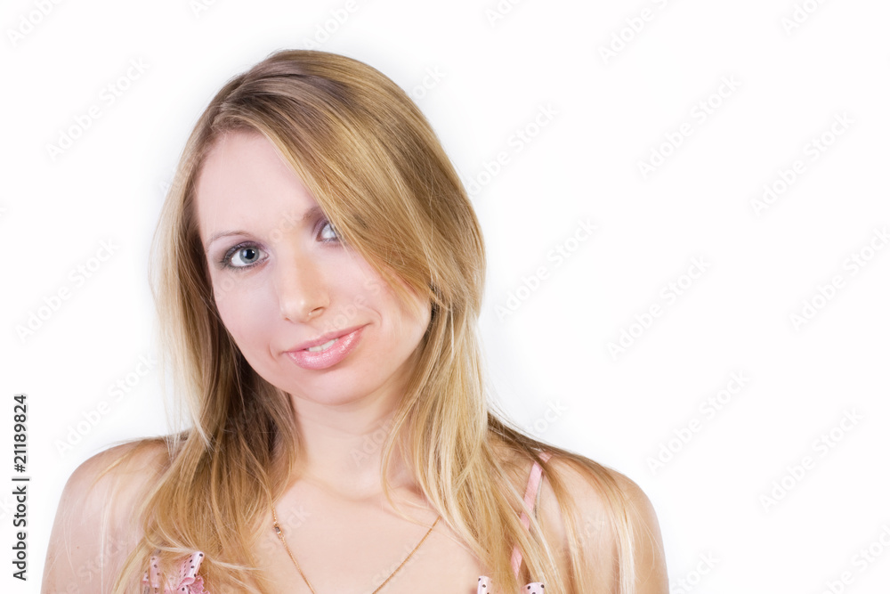 Portrait of the beautiful blonde, isolated on a white background Portrait of the beautiful blonde, isolated on a white background