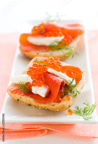 salmon appetizer with red caviar