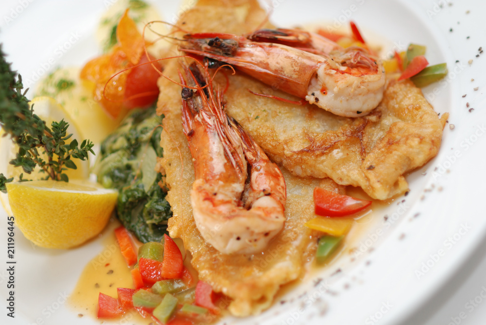 Fried fish with shrimps