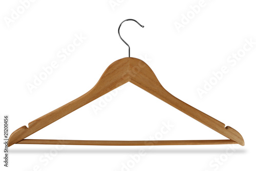 Wooden hanger isolated on white background