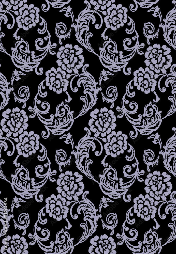 Fototapeta premium Vector. Seamless damask pattern