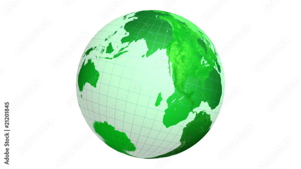 Rotating green planet Earth globe on white background Rotating green planet Earth globe on white background
