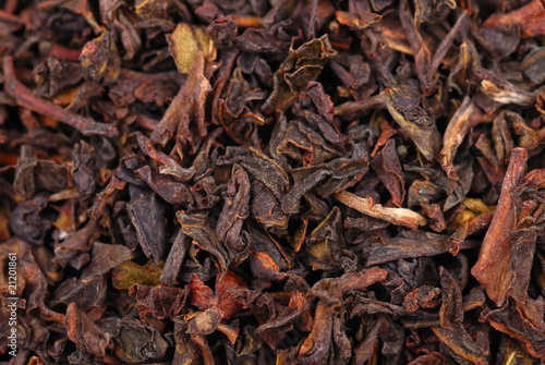 Close up of black tea leaves