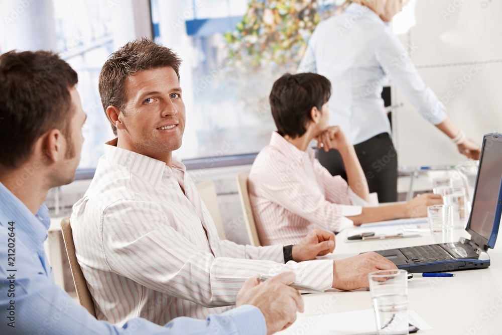 40s businessman in business meeting 40s businessman in business meeting