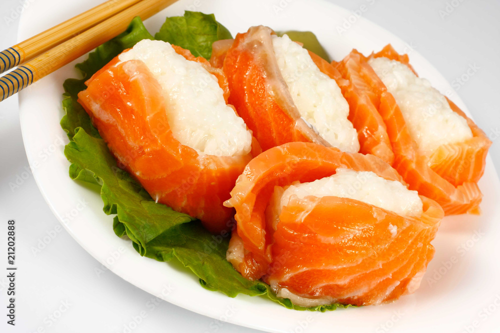 Sushi with salmon