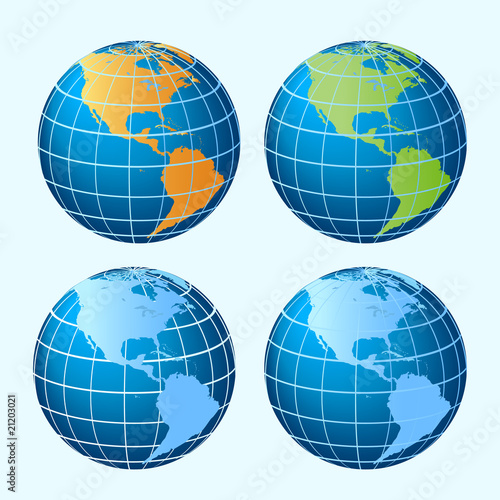 Globes showing America continents