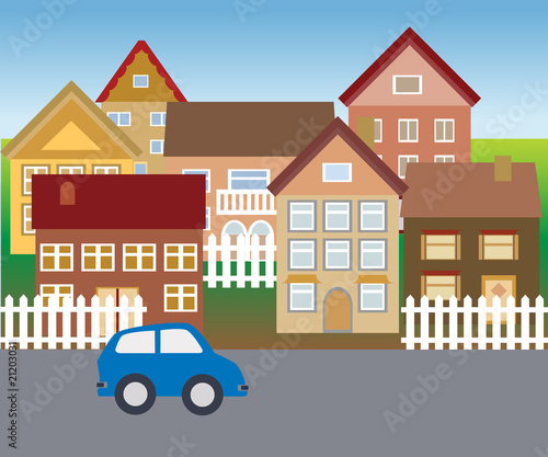 Suburban homes in quiet neighborhood