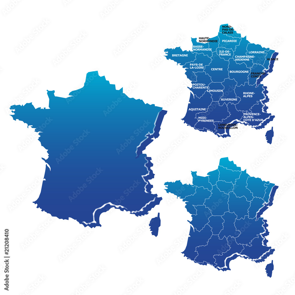 Fototapeta premium Carte des régions de France en vectoriel