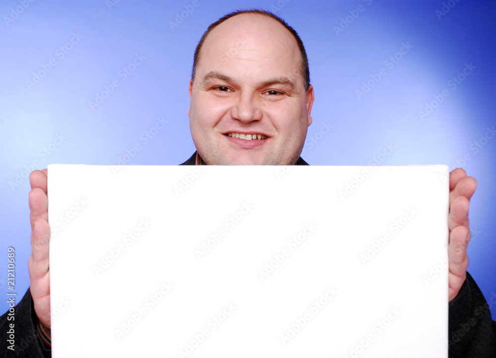 Mann mit Werbeschild Mann mit Werbeschild