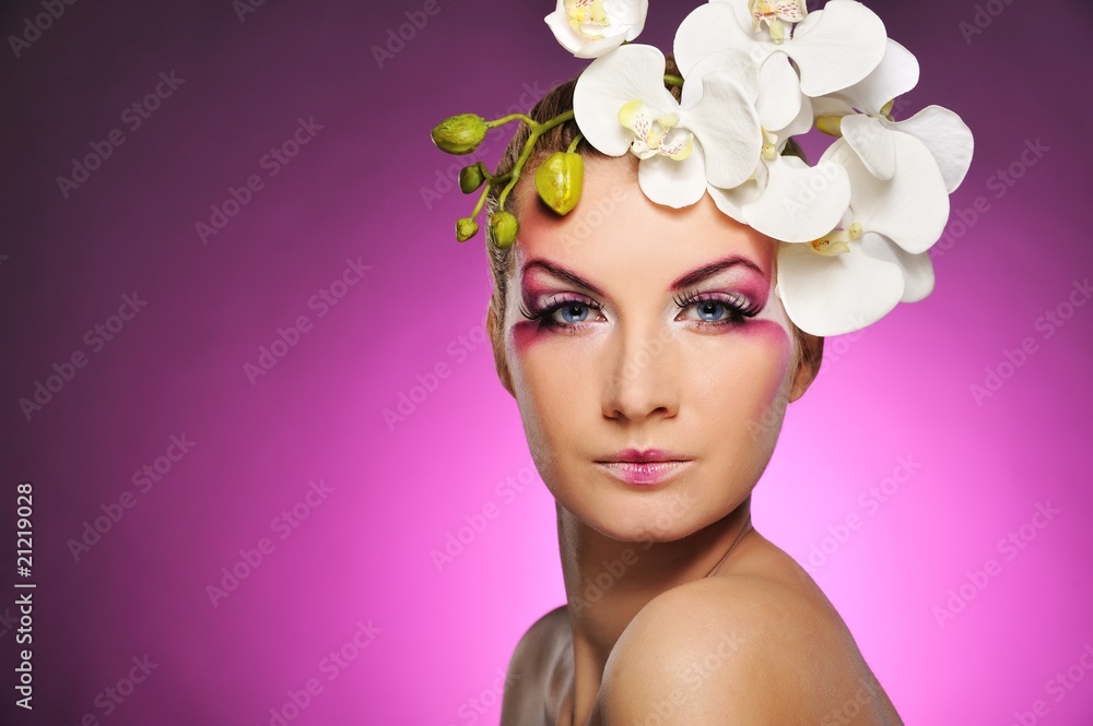 Beautiful woman with creative make-up Beautiful woman with creative make-up