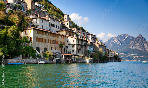 Lugano lake in Switzerland photo