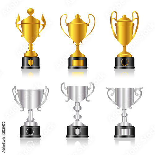 Trophies and Awards - Set 1 - Gold and Silver with Base