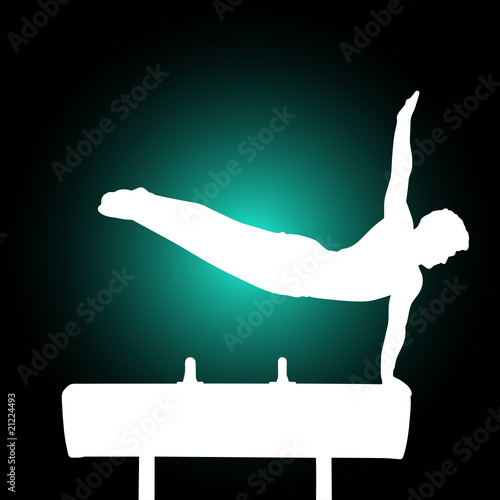 Gymnast competing on pommel