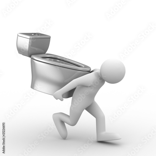 men carry toilet bowl on ba...