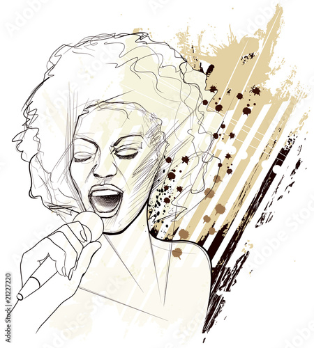 jazz singer on grunge background