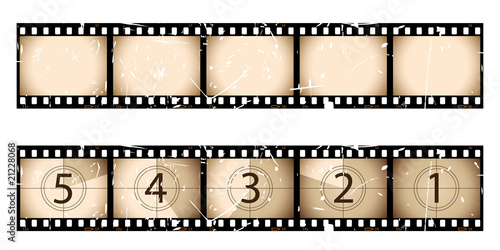 Grunge film strip and countdown