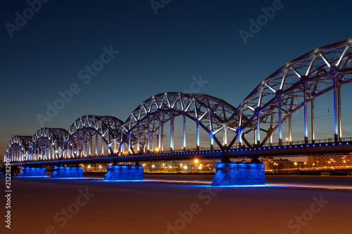 Railway bridge at night