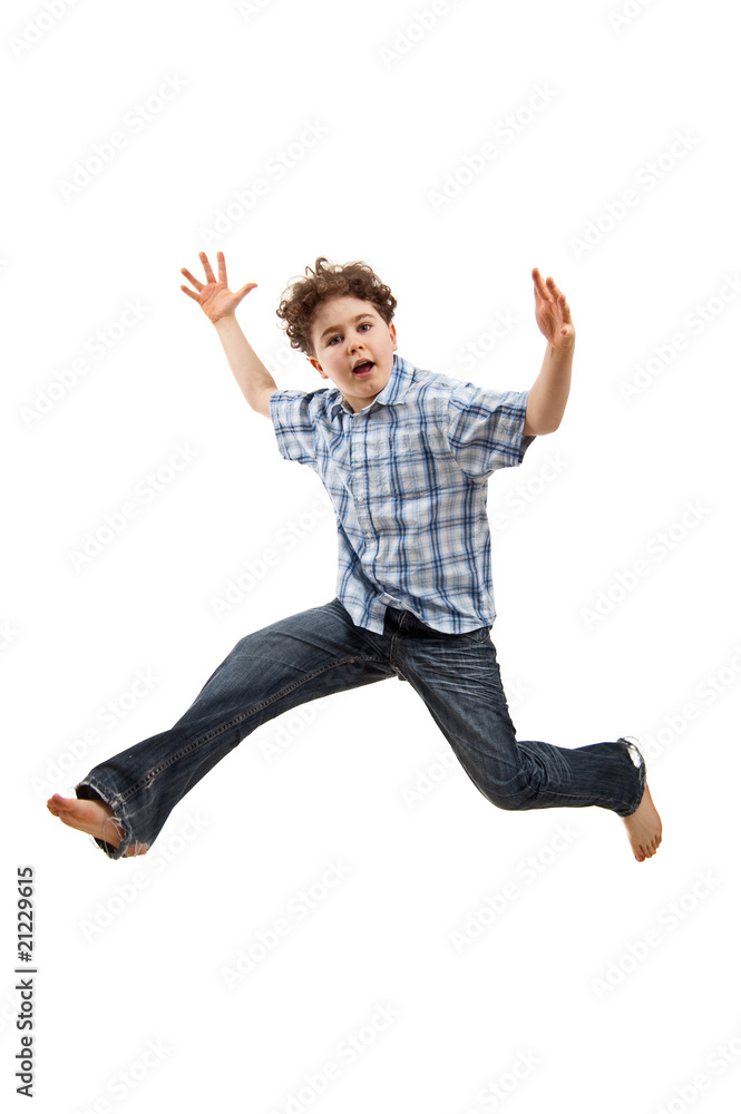 Boy jumping isolated on white background Boy jumping isolated on white background