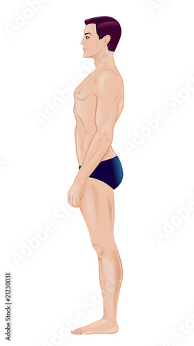 Full lenght profile of a standing naked man (vector)