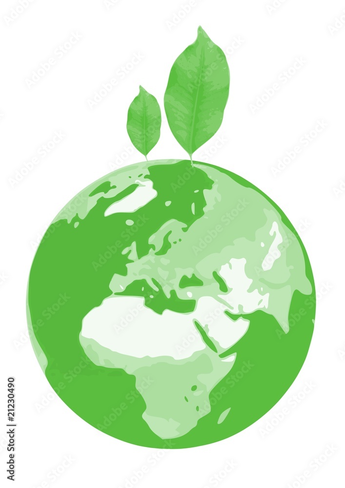 Erde mit Blättern - grün