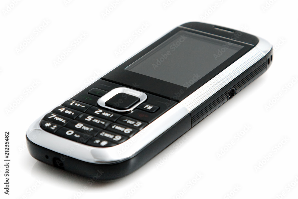 Black and silver mobile phone isolated on white. Black and silver mobile phone isolated on white.