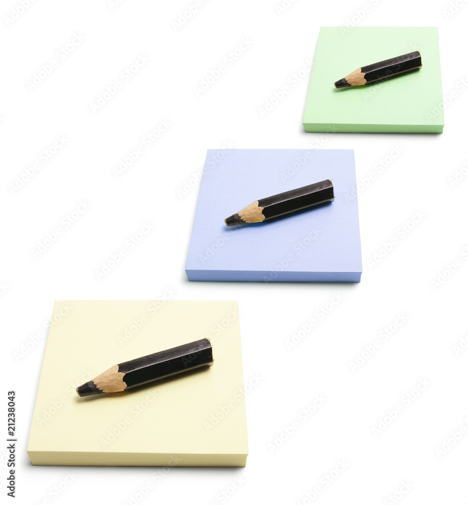 Black Pencils on Post It Note Pads Black Pencils on Post It Note Pads