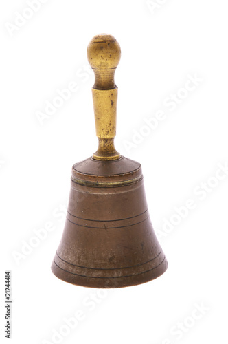 old bronze hand bell isolated on white