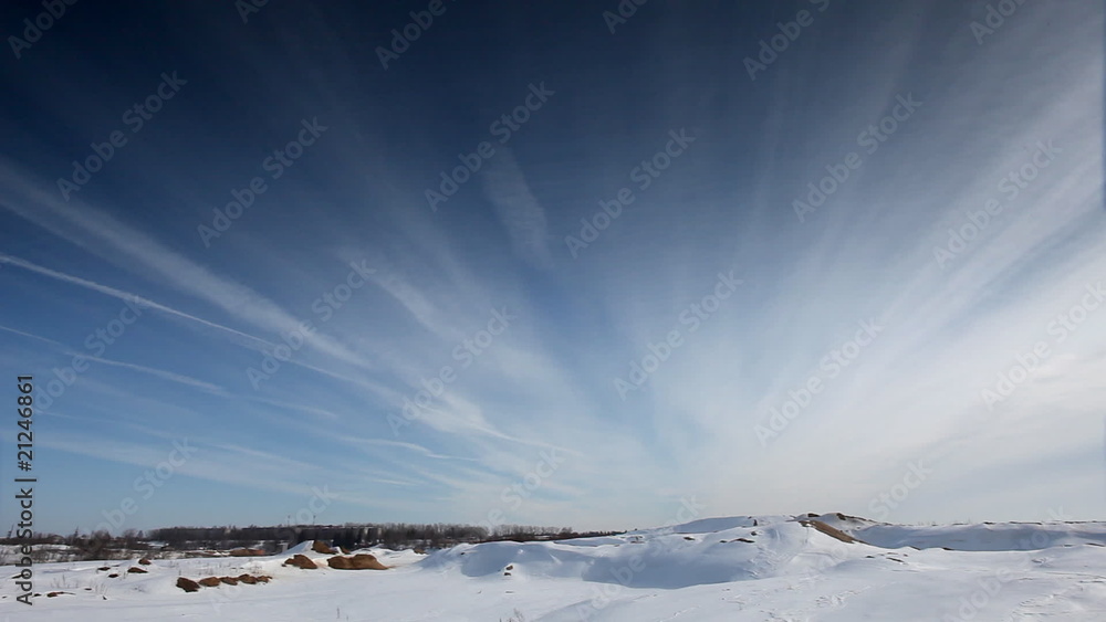 Cloudscape time lapse on winter desert Cloudscape time lapse on winter desert