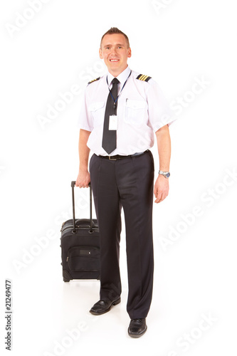 Airline pilot with trolley photo