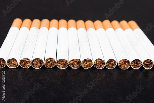 Cigarettes on black background