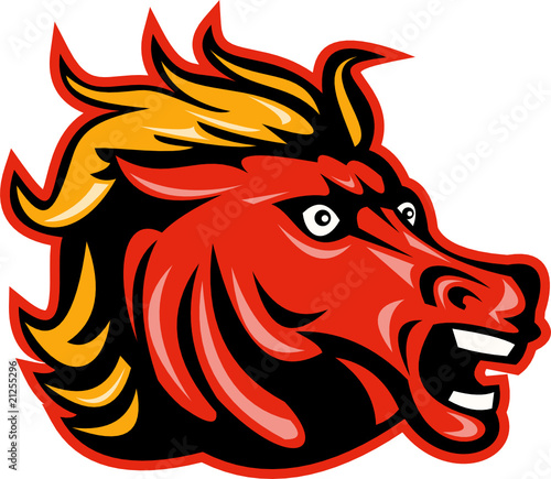 Angry horse bronco head
