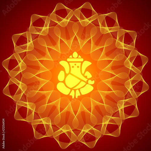 Lord Ganesha on Mandala Background