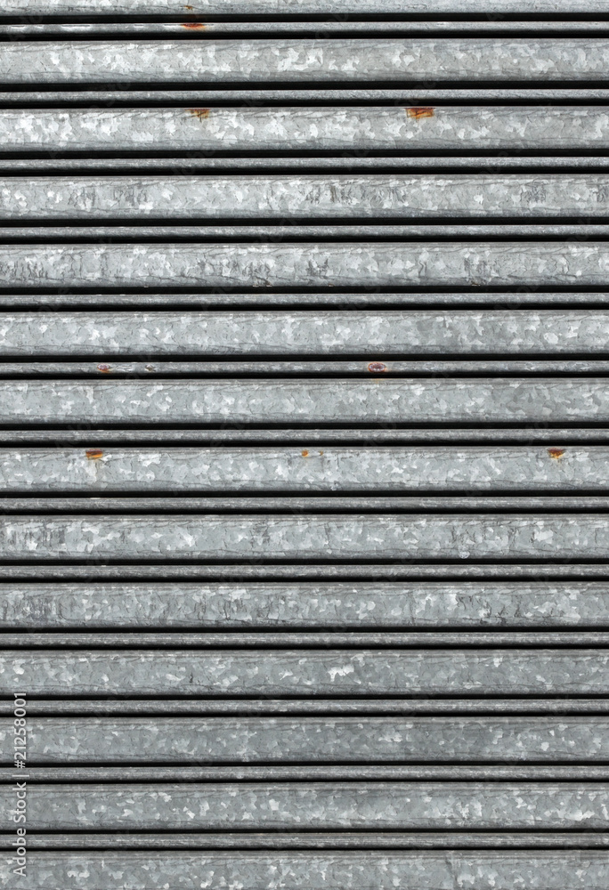 Close up of shop warehouse security shutters.