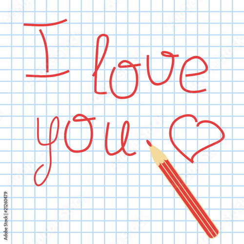 declaration of love written with red pencil