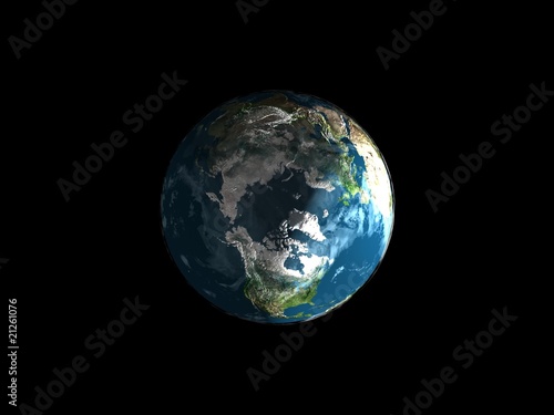 Earth model. Polus view.