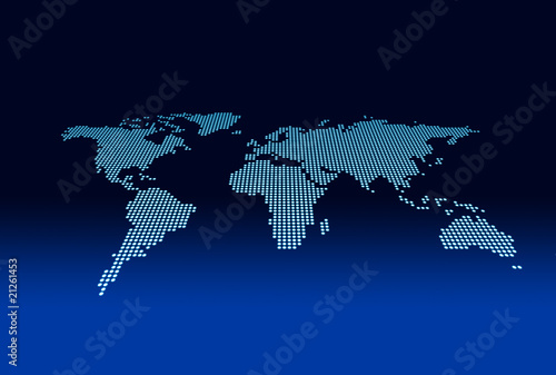 world map on blue