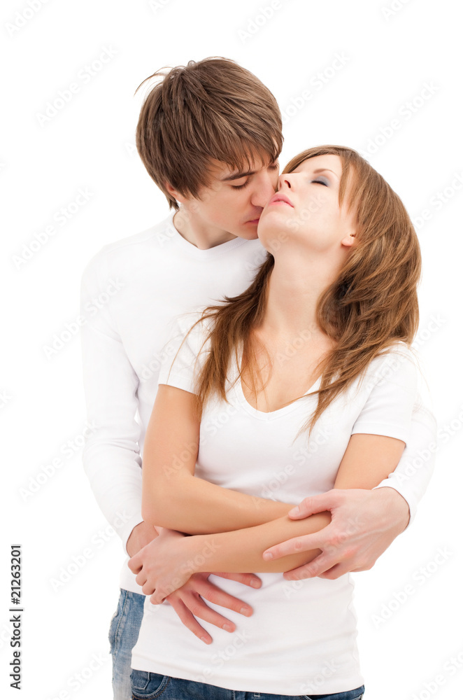 Tender hug of young couple Tender hug of young couple