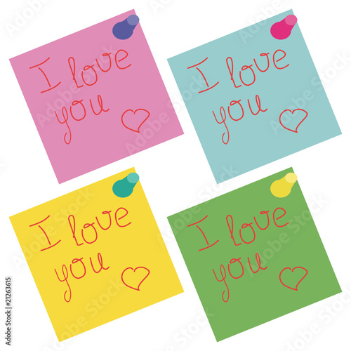 set with notes with declaration of love