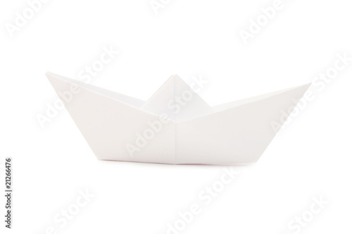 Paper ship isolated on white background